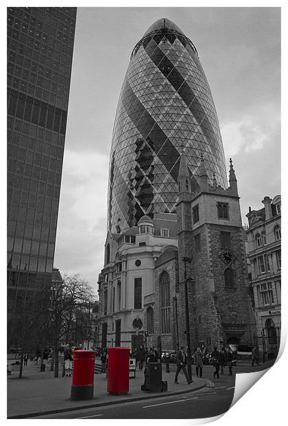 The Gherkin cityscape bw Print by David French