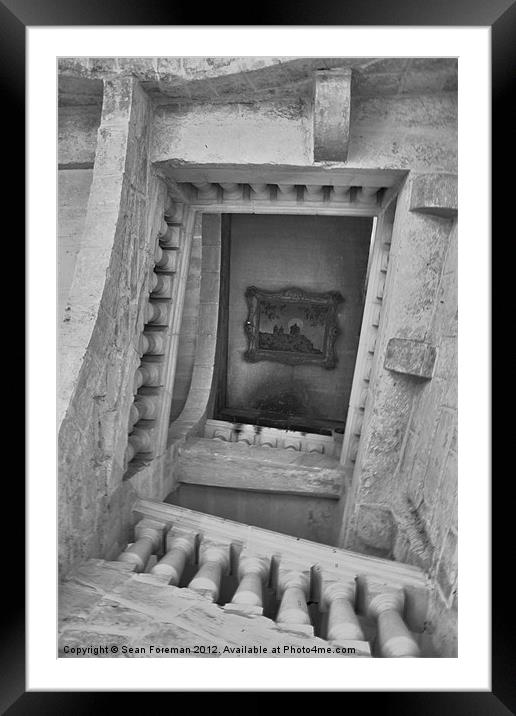 The Hidden Mdina Black and White Framed Mounted Print by Sean Foreman