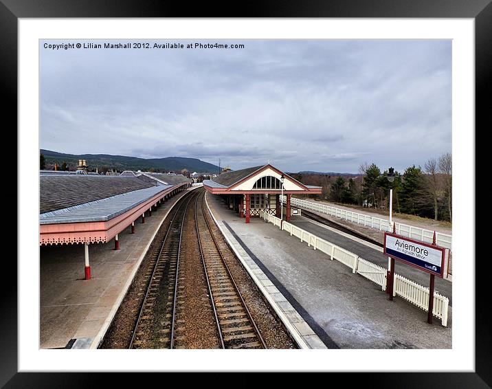 Aviemore Railway Station. Framed Mounted Print by Lilian Marshall