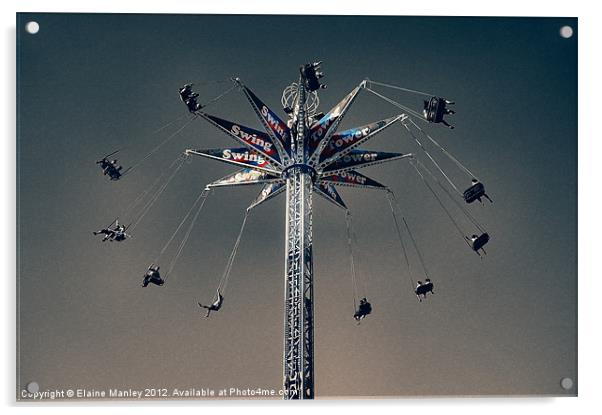 The Feeling of Flying ... Ferris Wheel   ..misc  Acrylic by Elaine Manley