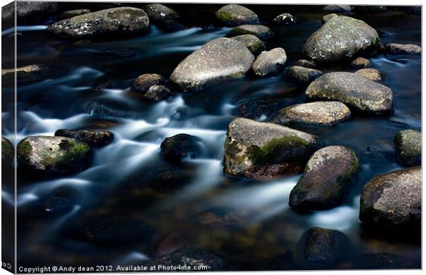 Rocks in the river Dart Canvas Print by Andy dean