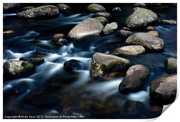Rocks in the river Dart Print by Andy dean