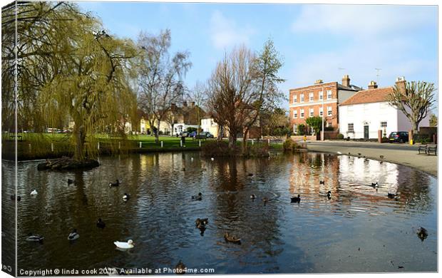 writtle village duckpond Canvas Print by linda cook
