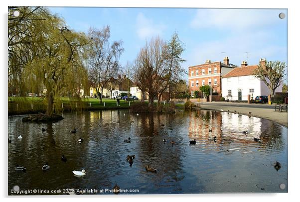 writtle village duckpond Acrylic by linda cook