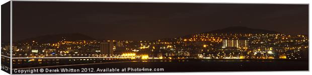 Dundee Night Panoramic Canvas Print by Derek Whitton
