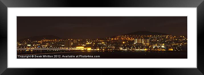 Dundee Night Panoramic Framed Mounted Print by Derek Whitton