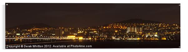 Dundee Night Panoramic Acrylic by Derek Whitton