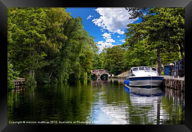 bishop's bridge and a boat Framed Print by meirion matthias