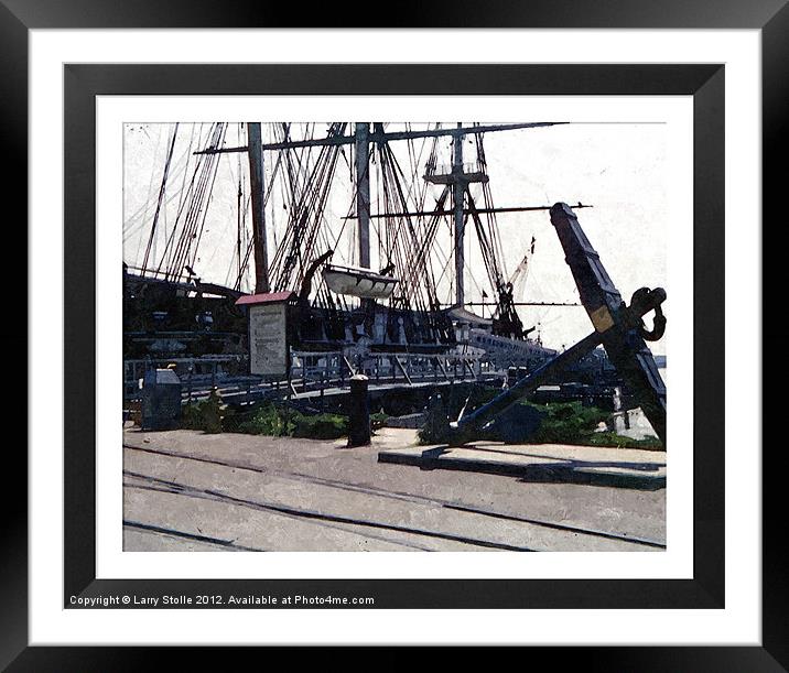 USS  Constitution Framed Mounted Print by Larry Stolle