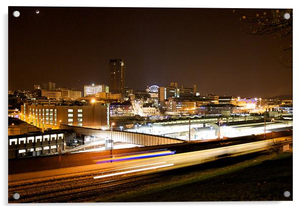 Sheffield at Night Acrylic by David Yeaman