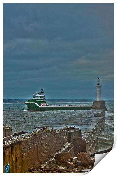 Enea Escaping the Stormy North Sea Print by Graeme Raffan