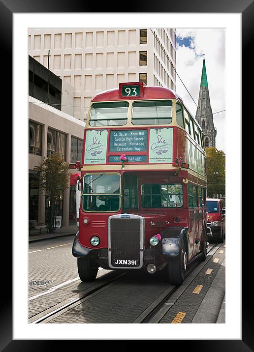 Red Bus, Christchurch New Zealand Framed Mounted Print by Stephen Mole