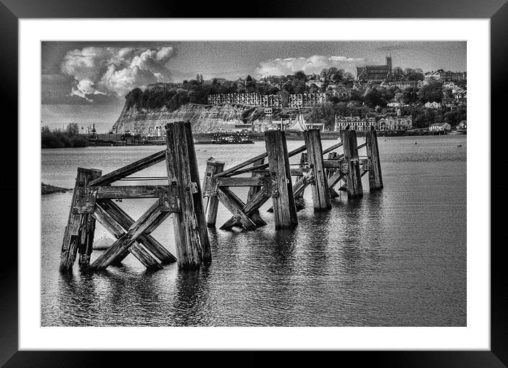 Cardiff Bay Old Jetty Mono Framed Mounted Print by Steve Purnell