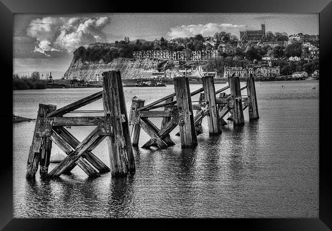 Cardiff Bay Old Jetty Mono Framed Print by Steve Purnell