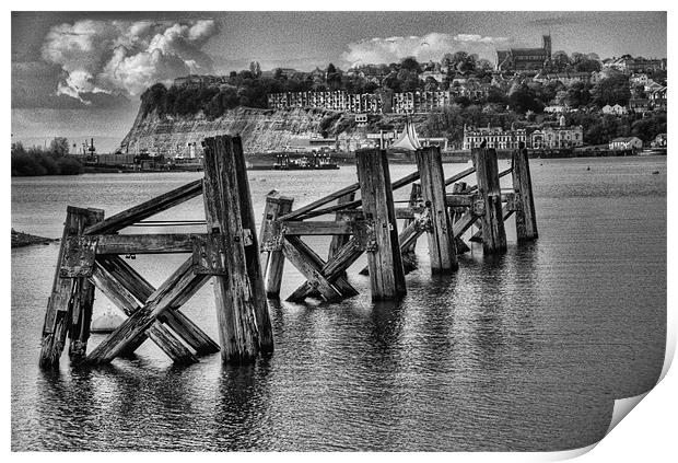 Cardiff Bay Old Jetty Mono Print by Steve Purnell