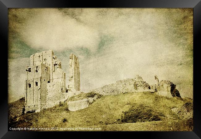 Corfe Castle Vintage Effect Framed Print by Natalie Kinnear