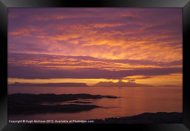 Sunset, Rum, Inner Hebrides, Scotland Framed Print by Hugh McKean