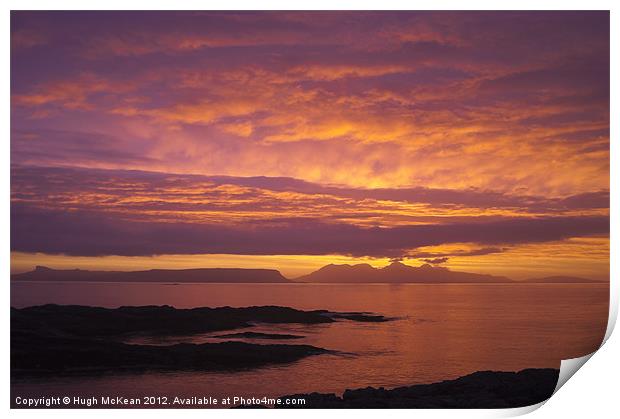 Sunset, Rum, Inner Hebrides, Scotland Print by Hugh McKean