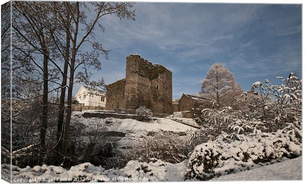 Brecon Castle Winter view Canvas Print by Creative Photography Wales