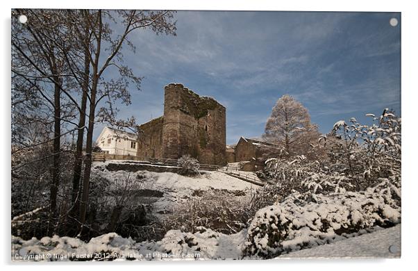 Brecon Castle Winter view Acrylic by Creative Photography Wales