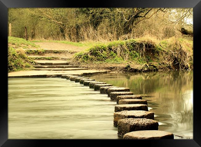 River Mole's stepping stones Framed Print by Sara Messenger