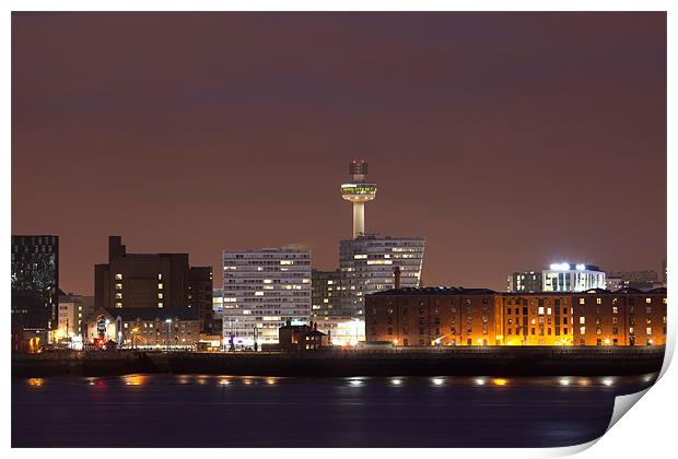 Liverpool night cityscape Print by Gail Johnson