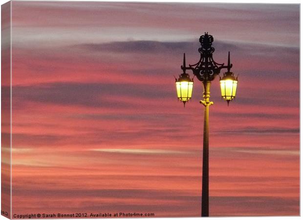 Brighton streetlight sunset Canvas Print by Sarah Bonnot