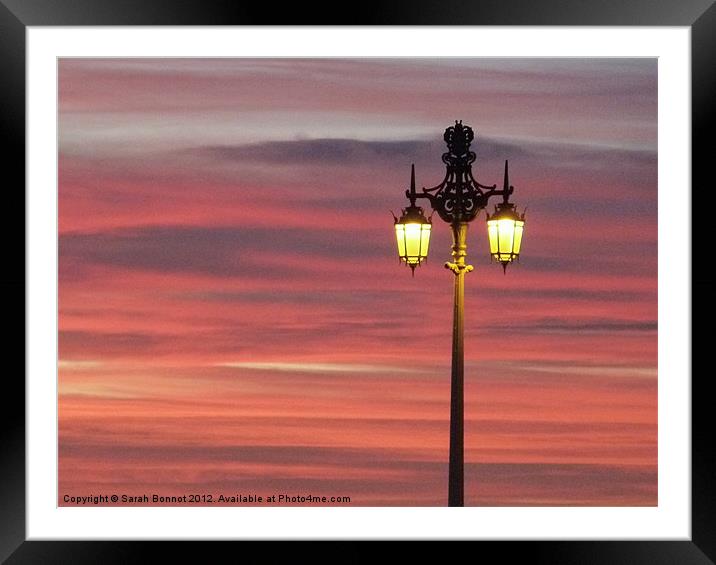 Brighton streetlight sunset Framed Mounted Print by Sarah Bonnot