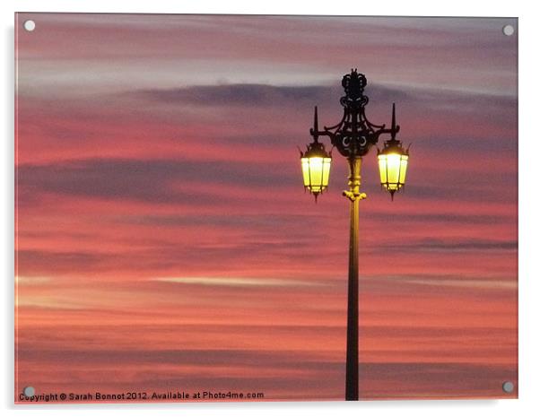 Brighton streetlight sunset Acrylic by Sarah Bonnot