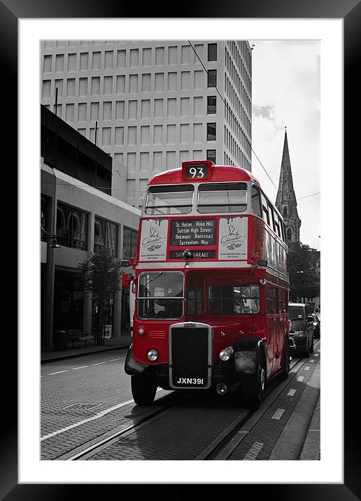 Red Bus, Christchurch New Zealand Framed Mounted Print by Stephen Mole