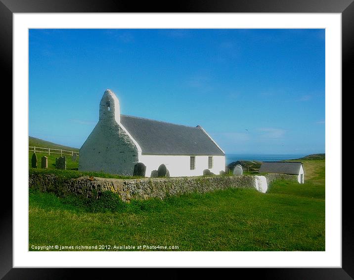 NA White church by the sea Framed Mounted Print by james richmond
