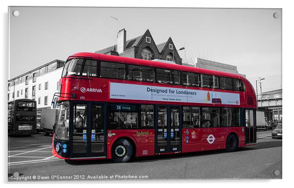 Londons New Routemaster Bus Acrylic by Dawn O'Connor