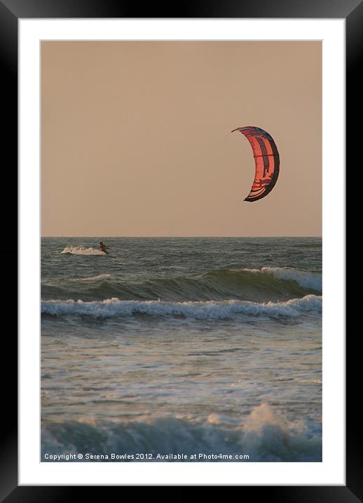 Kitesurfing at Sunset Mandrem Framed Mounted Print by Serena Bowles