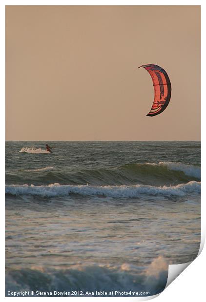 Kitesurfing at Sunset Mandrem Print by Serena Bowles