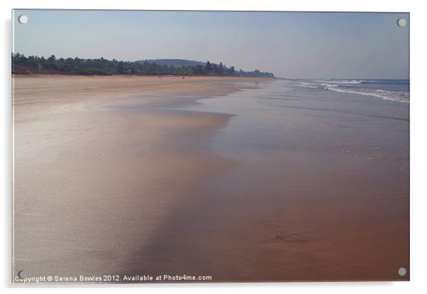 Wide Sandy Beach Mandrem, Goa, India Acrylic by Serena Bowles