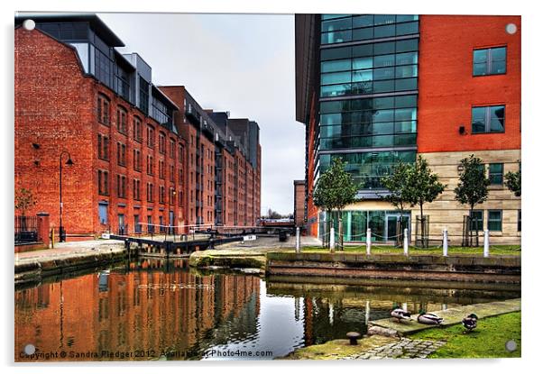 Rochdale Canal, Manchester City Centre Acrylic by Sandra Pledger