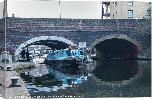 Barge on Regent's Canal Canvas Print by Dawn O'Connor