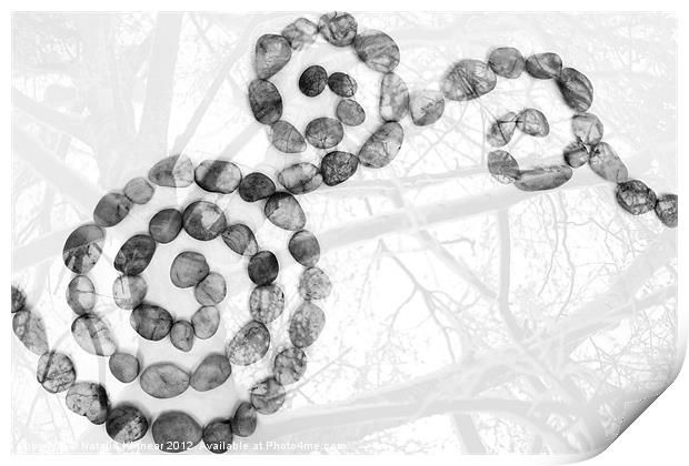 Black and White Pebbles and Trees Abstract Print by Natalie Kinnear