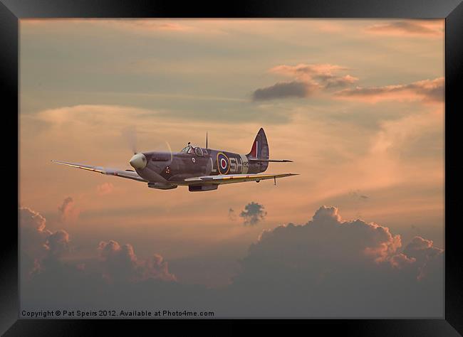 Sunset Spitfire Framed Print by Pat Speirs