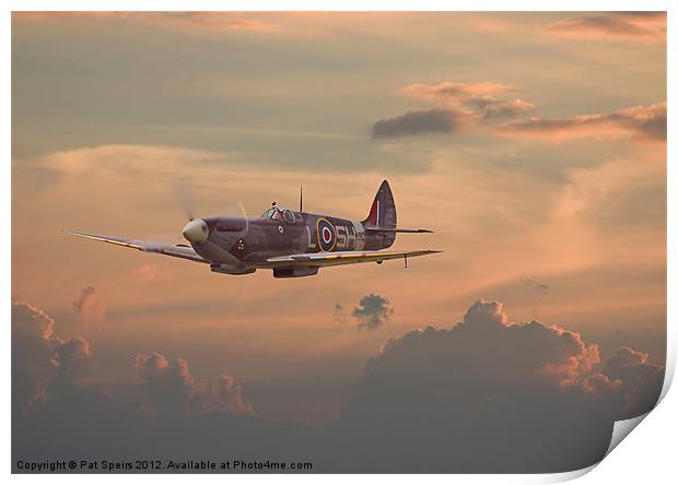 Sunset Spitfire Print by Pat Speirs
