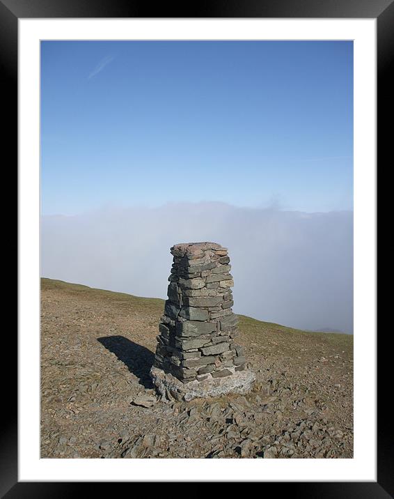 Helvellyn Cairn Framed Mounted Print by Dave Parkin