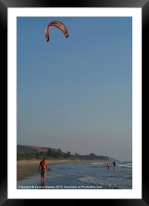Kitesurfing at Mandrem Framed Mounted Print by Serena Bowles