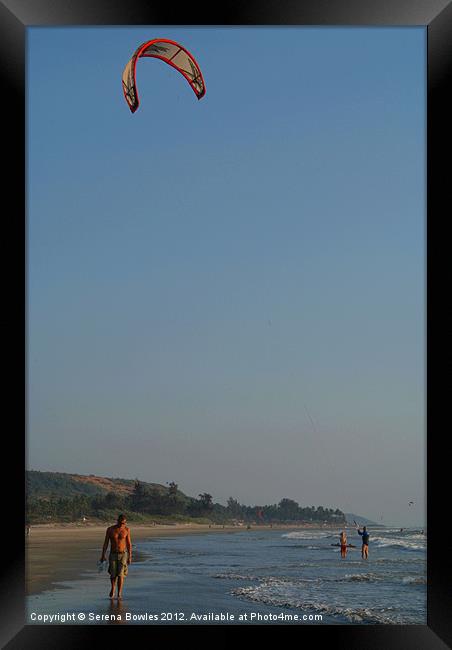 Kitesurfing at Mandrem Framed Print by Serena Bowles