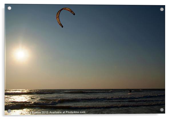 Kitesurfing at Sunset Mandrem Acrylic by Serena Bowles