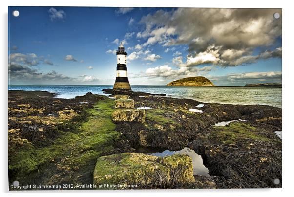 Trwyn Du Lighthouse Acrylic by Jim kernan