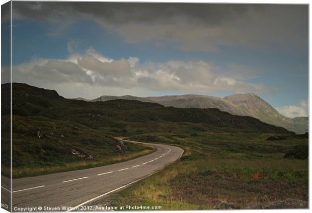 The Road to Inchnadamph Canvas Print by Steven Watson