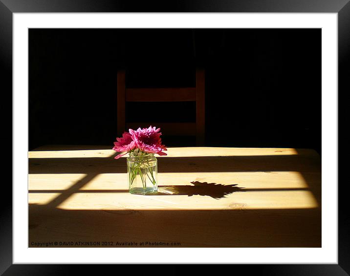 PINK FLOWERS ON THE TABLE Framed Mounted Print by David Atkinson