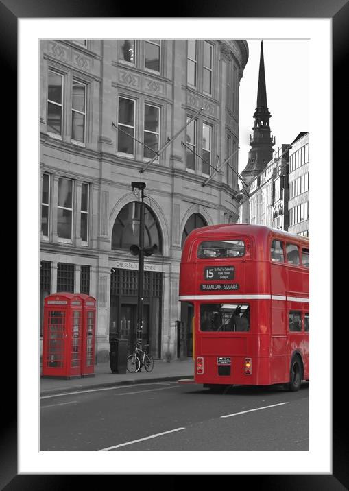 The Bus to Trafalgar Square. Framed Mounted Print by Becky Dix
