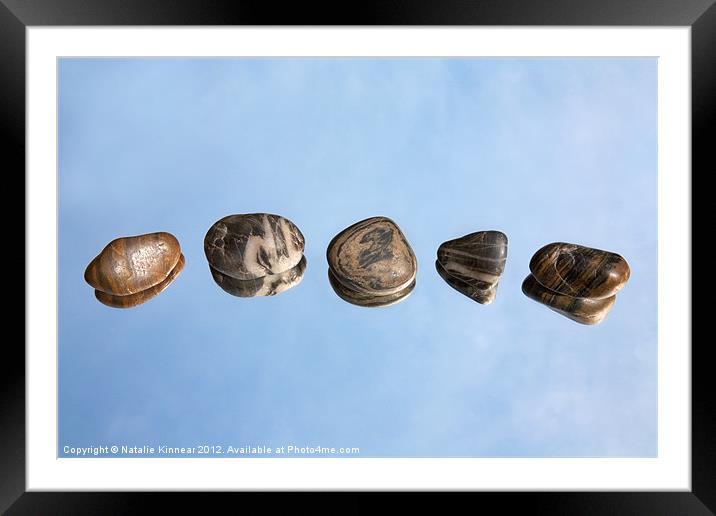 Pebbles and Sky Reflection Framed Mounted Print by Natalie Kinnear