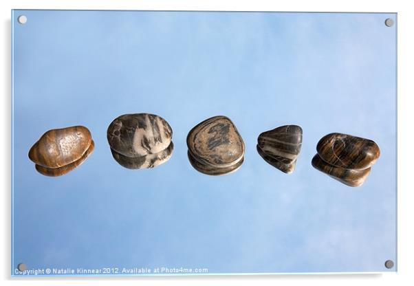 Pebbles and Sky Reflection Acrylic by Natalie Kinnear